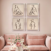 Brush Figure Study I, II, III, IV - High Resolution Giclee Printed Canvas Framed in Contemporary Clear Acrylic Frame
